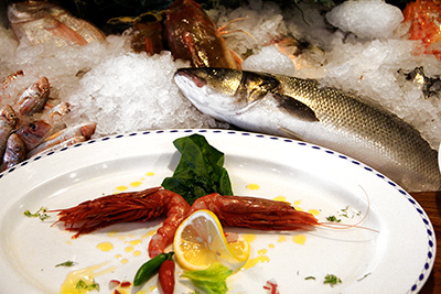 la risacca blu restaurant seefood milan Oneglia's Shrimps